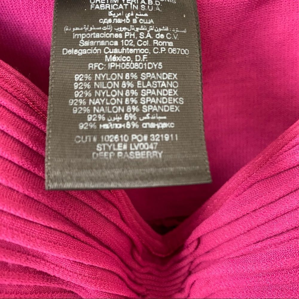 Bebe-Ribbed Deep Raspberry Party Mini Bodycon Dress (Medium/Large) - Picture 9 of 10